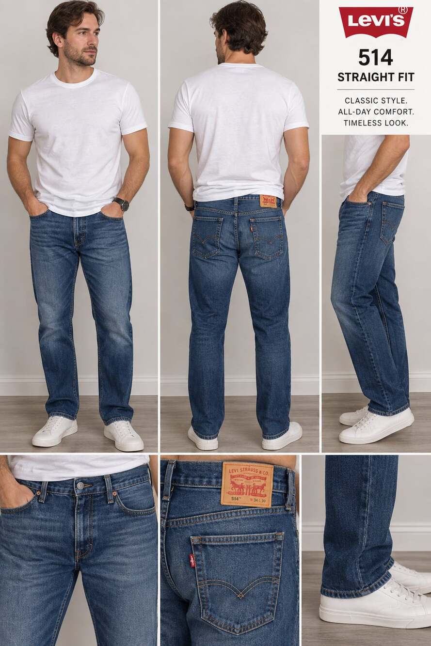 Levi's 514 Straight Jeans Size W34 L30 Blue Denim
